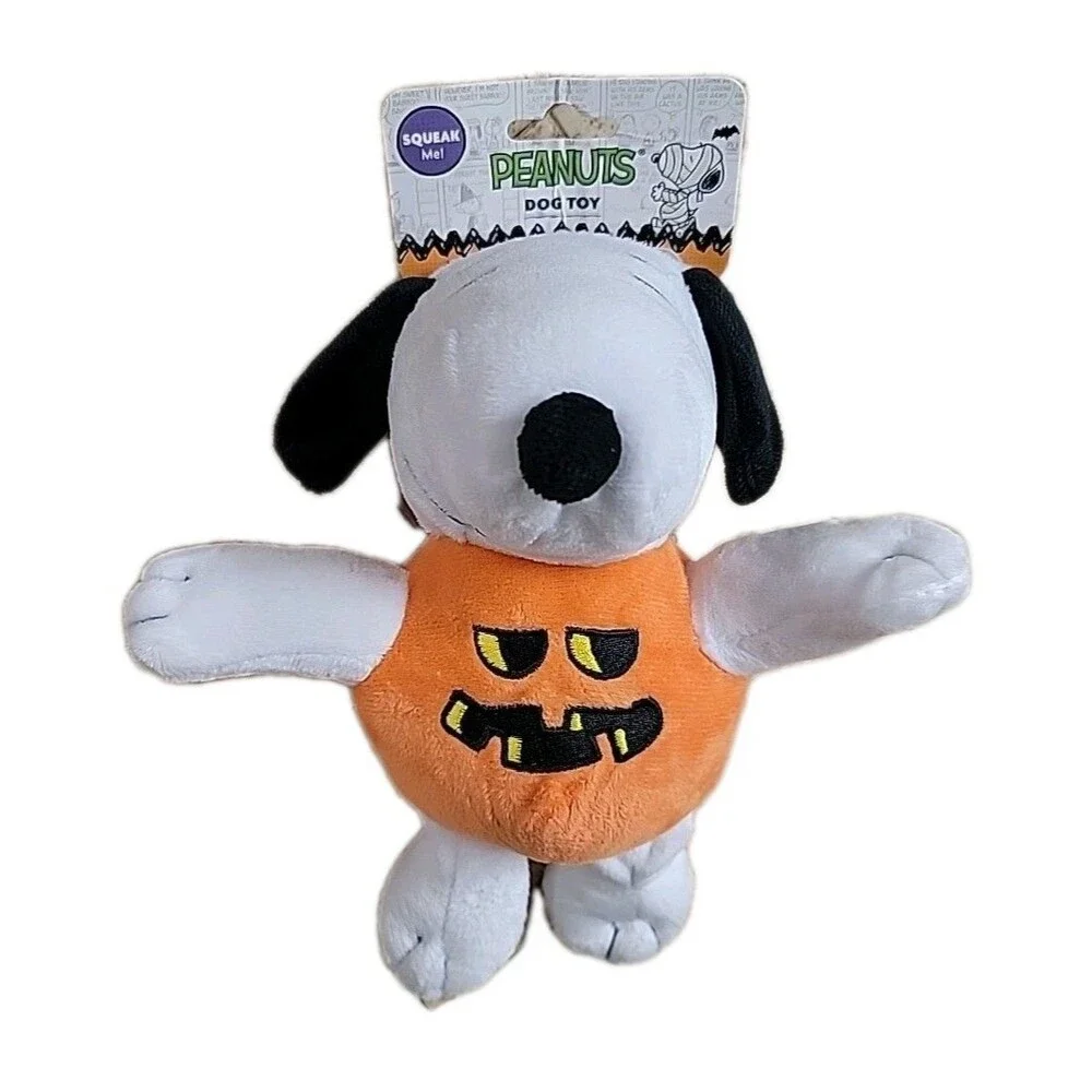 NWT Peanuts for Pets Snoopy Pumpkin Squeaker Pet Toy 9 Inch Halloween Dog Plush